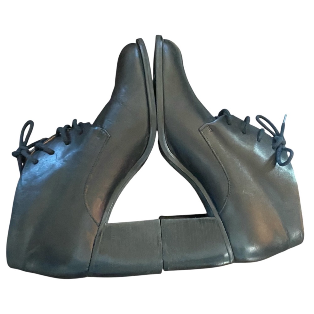Etienne Aigner Black Cottagecore Granny Leather Lace-Up Ankle Boots Womens 7 M - Picture 5 of 10
